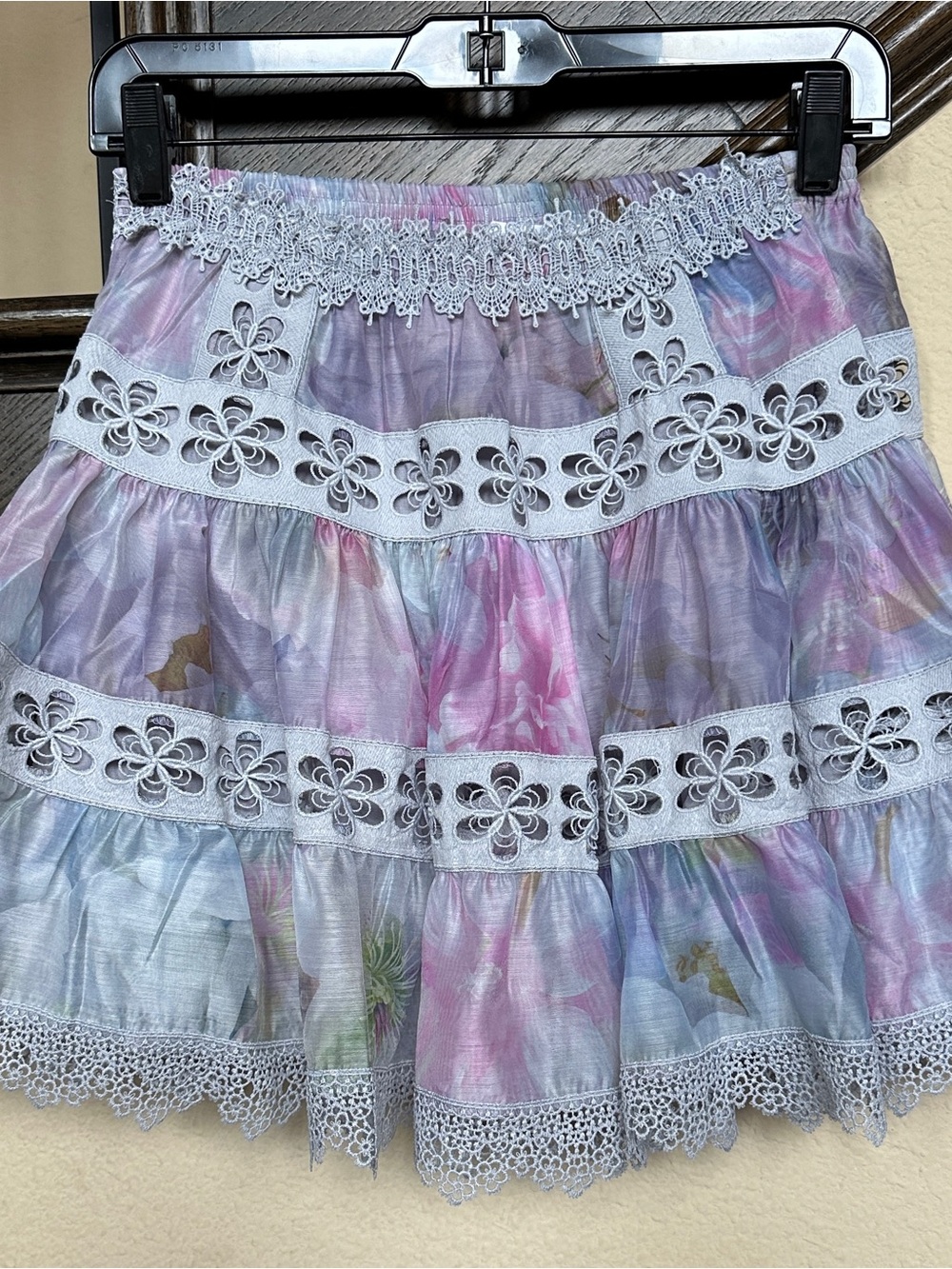 Talulah Skirt Lace Embroidered Eyelet Crochet Watercolor Lined Medium M Floral - Picture 3 of 8